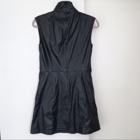 Express Vegan Leather Sleeveless Mock Neck Dress - Picture 4 of 7